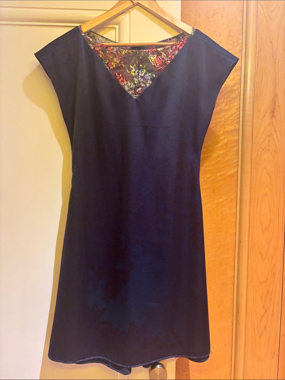 Alexis Mabille Navy Dress with Floral Lace